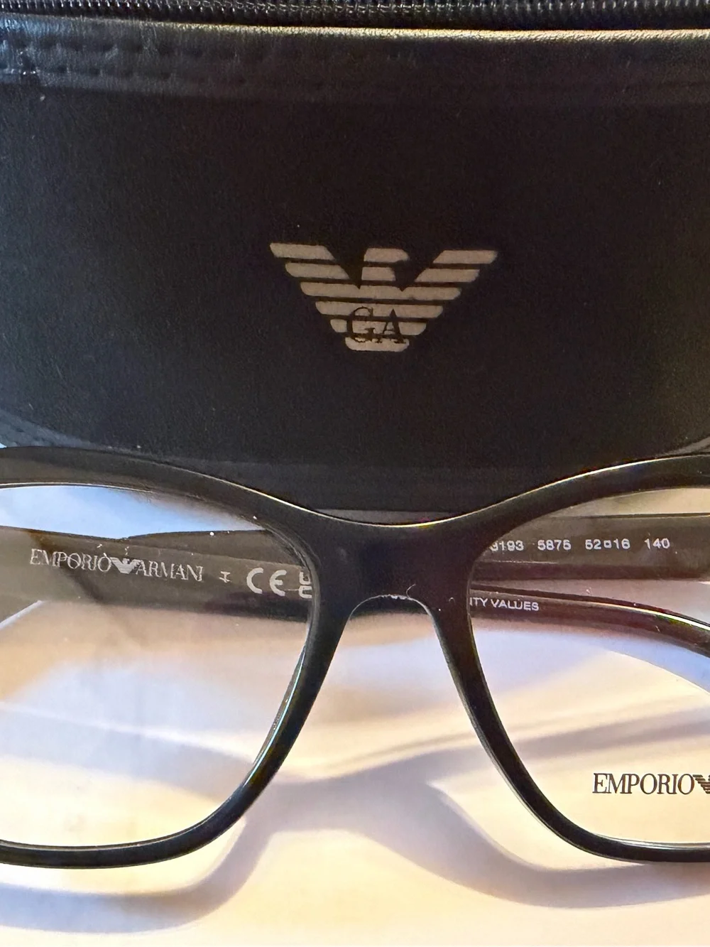 NWT Emporio Armani Elegant Black Glasses EA 3193 5875 52 16 140